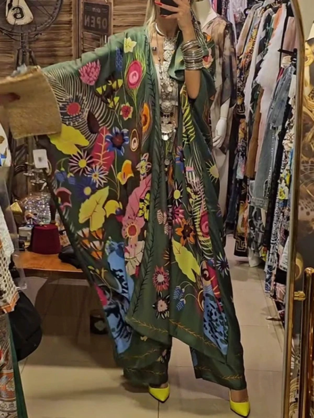 ZARA Fall Fashionable Versatile Kimono Print Casual Loose Set for Women